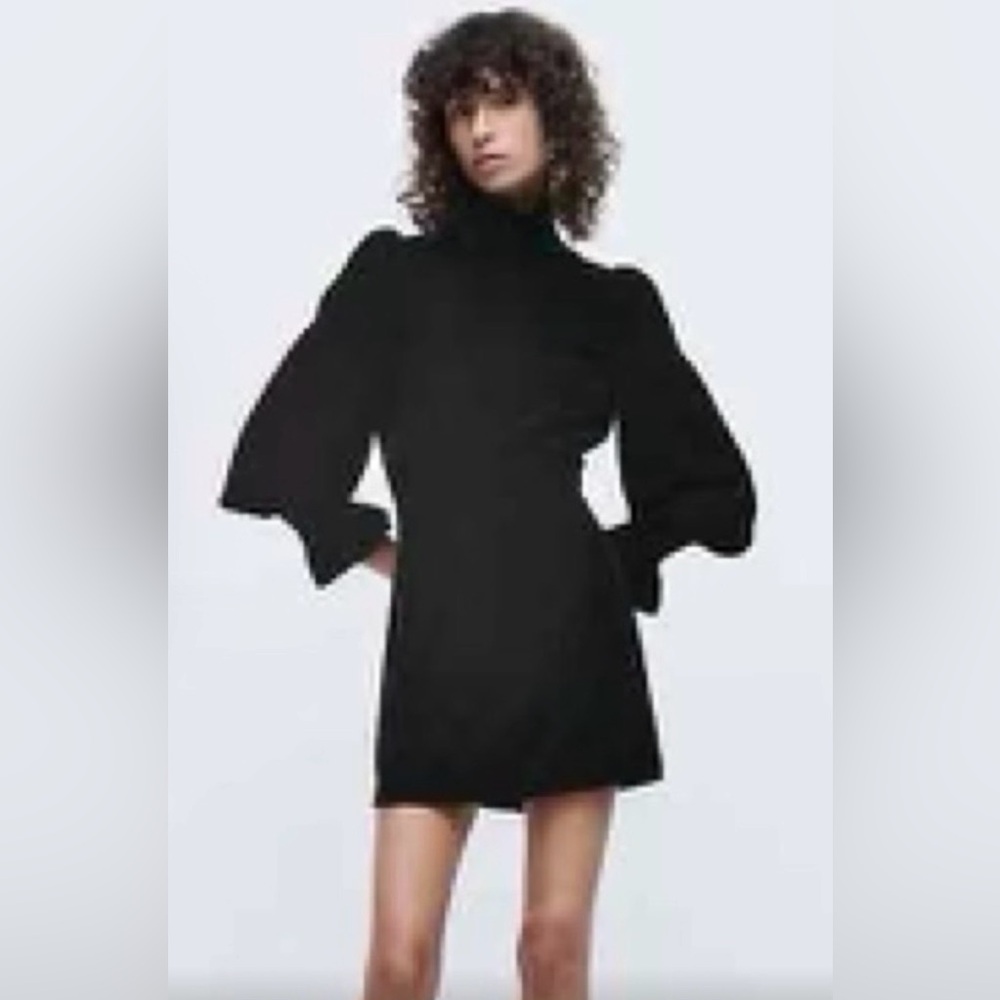 ZARA Minidress NWOT Sz L black velvet BRAND NEW NEVER WORN